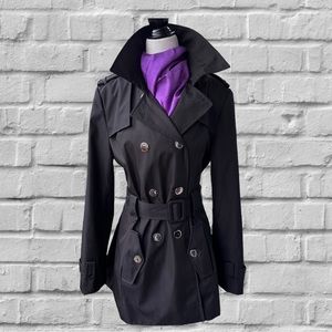 CK Calvin Klein Classic Black Double Breasted Trench Coat Size L